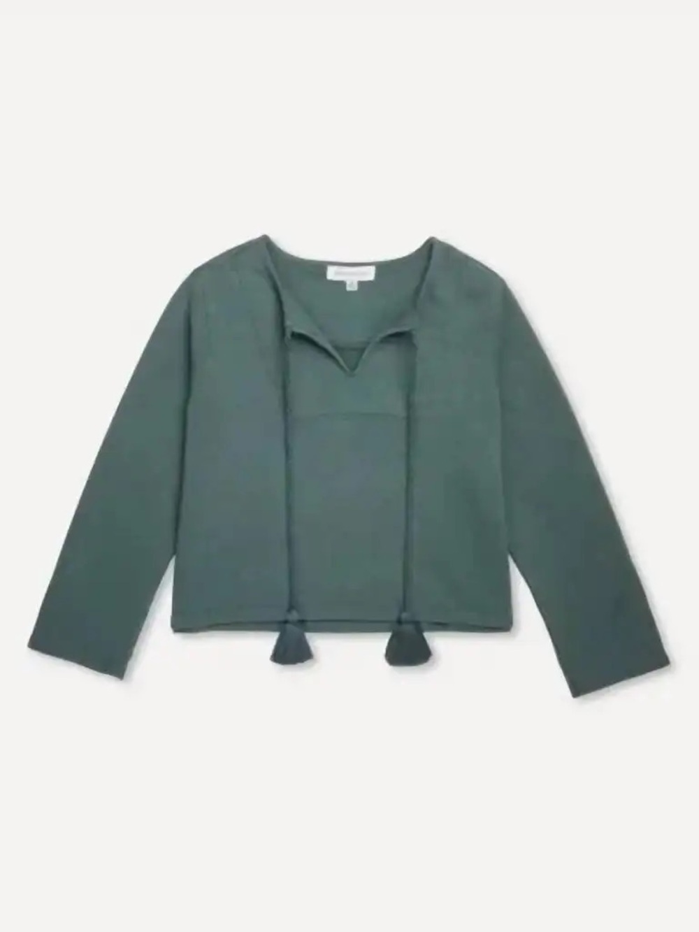 Something Navy Sage Green Women's Tassel Tie Sweatshirt NWT Small